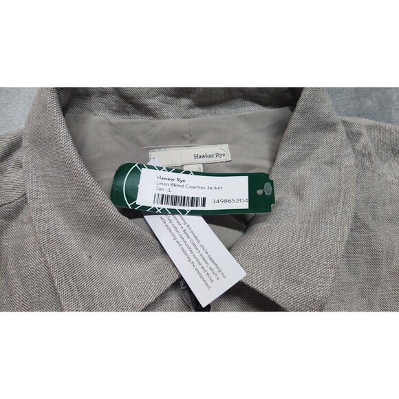 Hawker Rye Men's Tan Large Linen Blend Coaches Jacket NWT - Picture 2 of 9